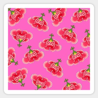 Chinese Vintage Pink and Red Flowers with Pink- Hong Kong Traditional Floral Pattern Sticker